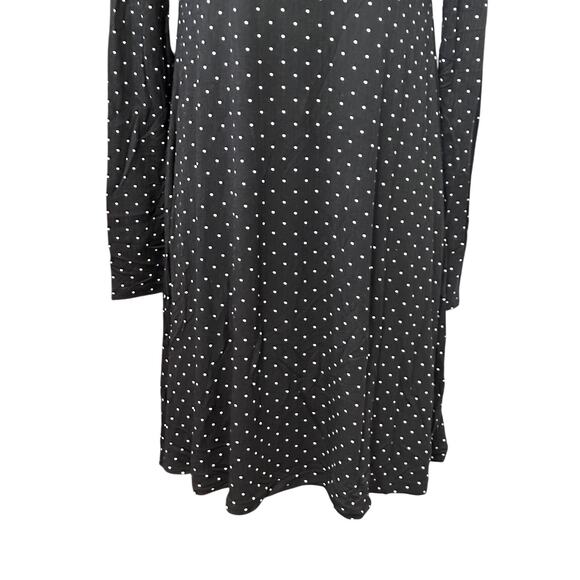 Old Navy A-Line Dress Polka Dot Print Long Sleeves Knee Length Black Women's S - Picture 3 of 8
